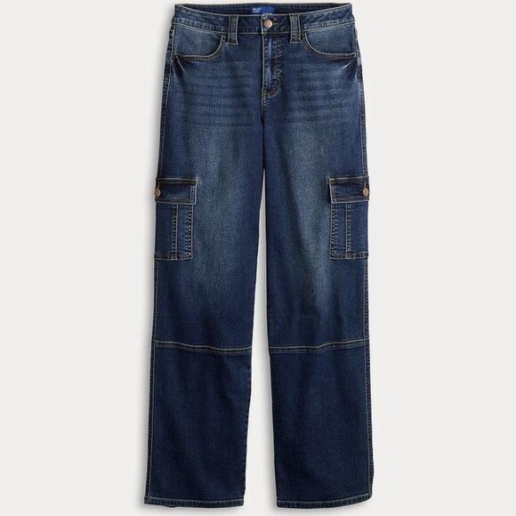 Juniors' Project Indigo Mid-Rise Cargo Straight-Leg Jeans Girls Size 15 - Picture 2 of 10